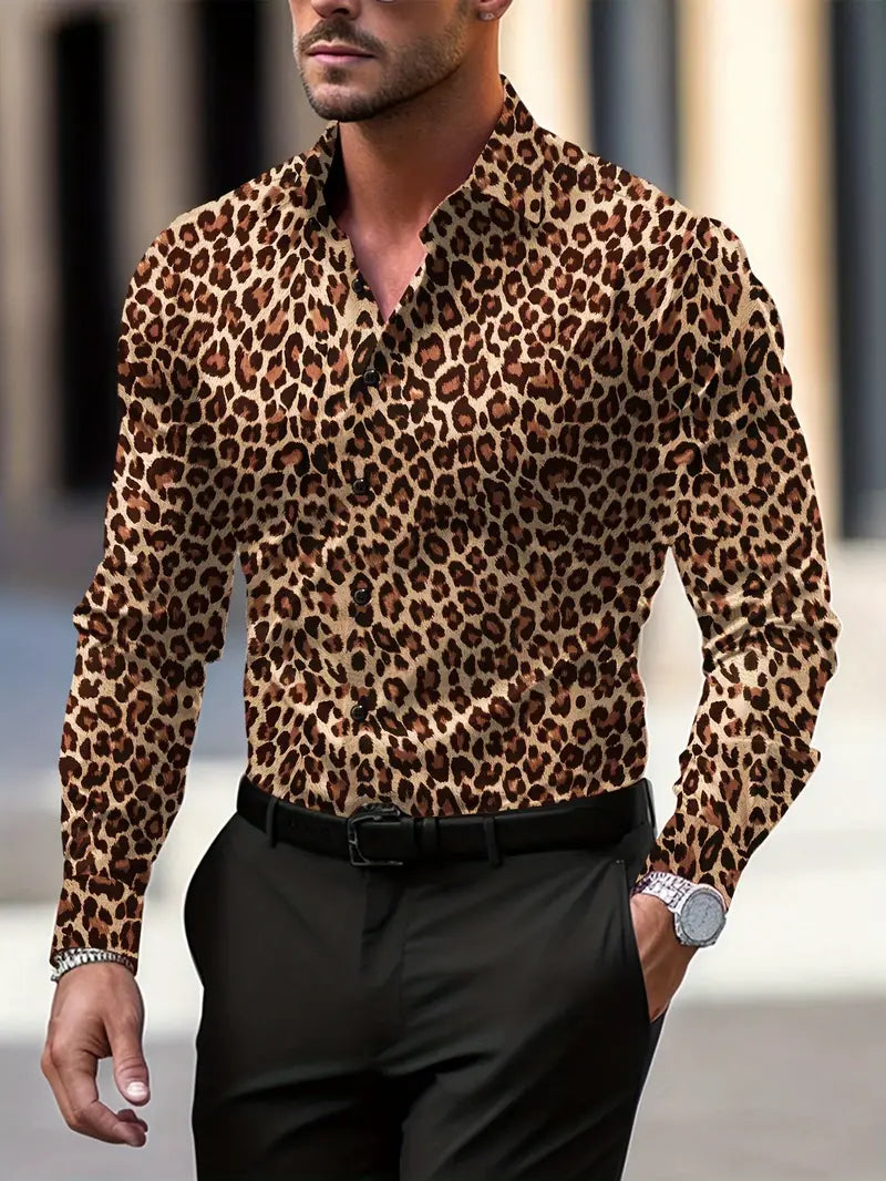 MODEGEIST Herrenhemd mit Leo-Print