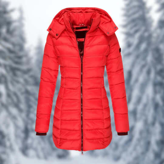 ModeGeist | Damen Mittellanger Wintermantel mit Abnehmbarem Kapuze