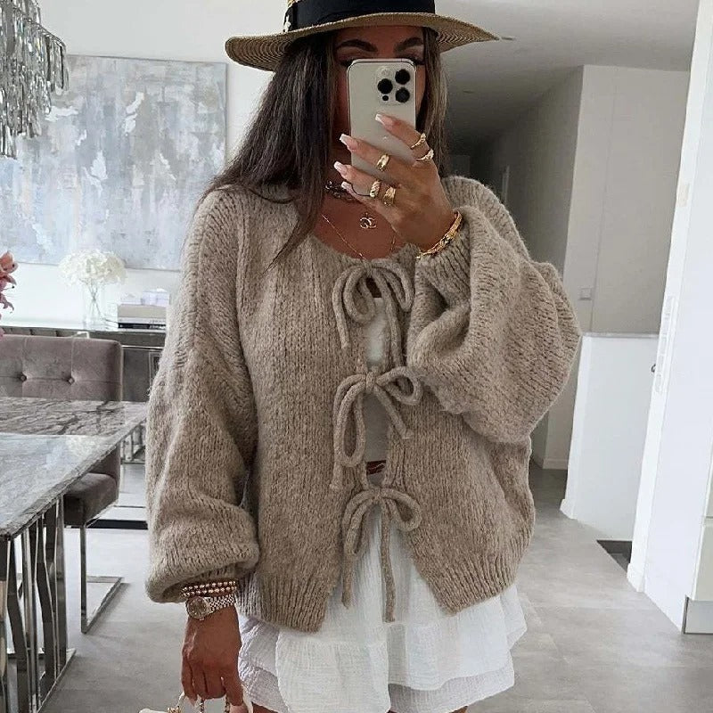 ModeGeist | Strickcardigan mit Schleifen Weich und Warm Trendy Look