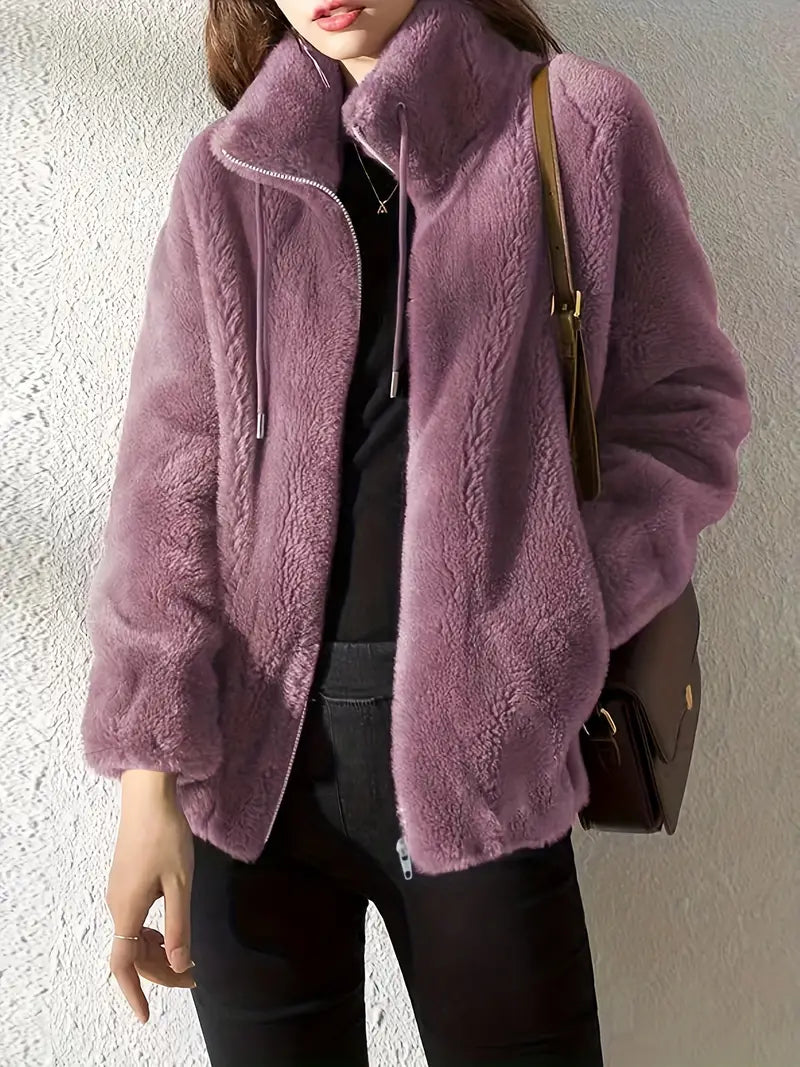 ModeGeist | Warmer Damen Fleecejacke mit Stehkragen und Reißverschluss