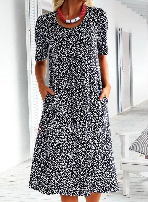 XANDRA Kurzarm-Midikleid