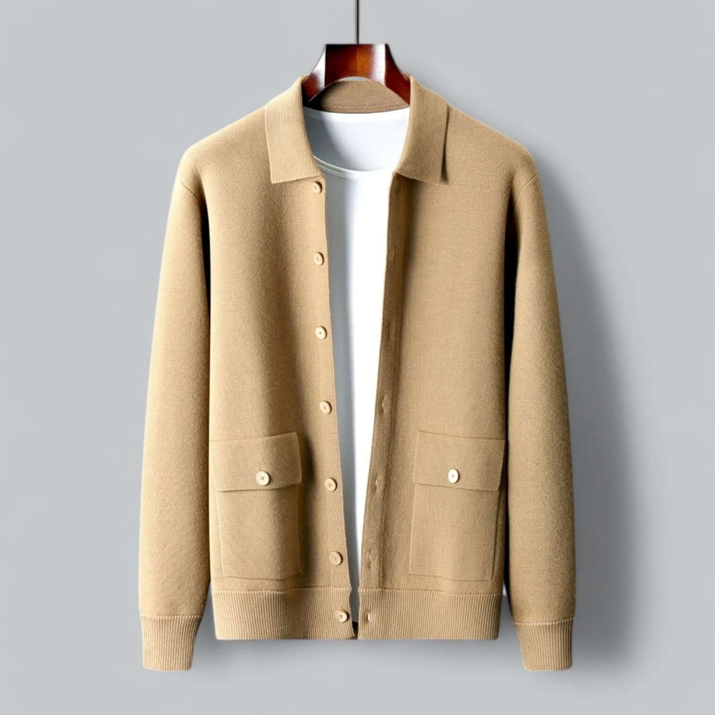 ModeGeist | Herren Kaschmir-Mischung Cardigan Jacke