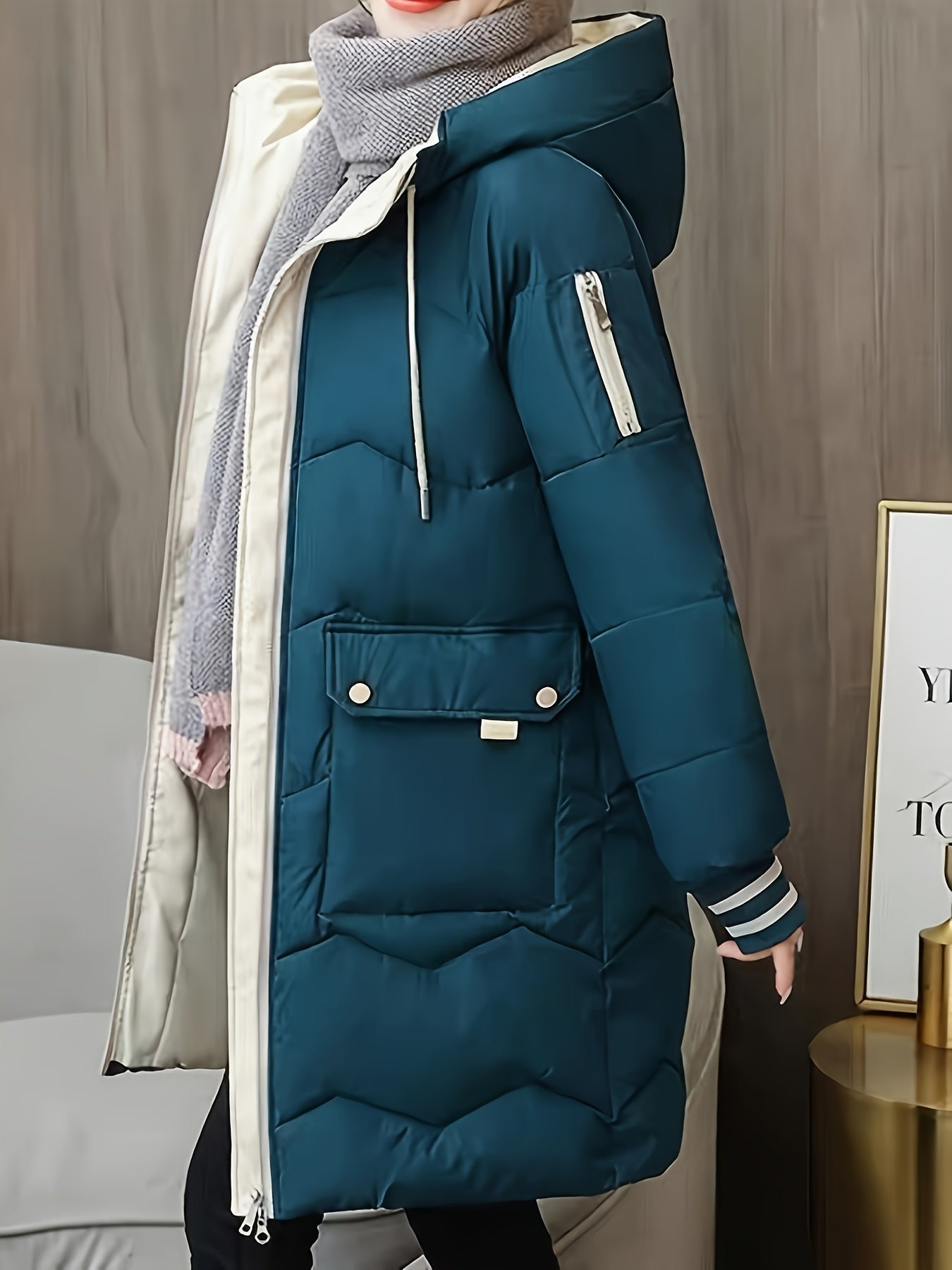 ModeGeist | Dicke, Lässige Winterjacke mit Taschen und Kapuze für Frauen Ideal für Herbst und Winter