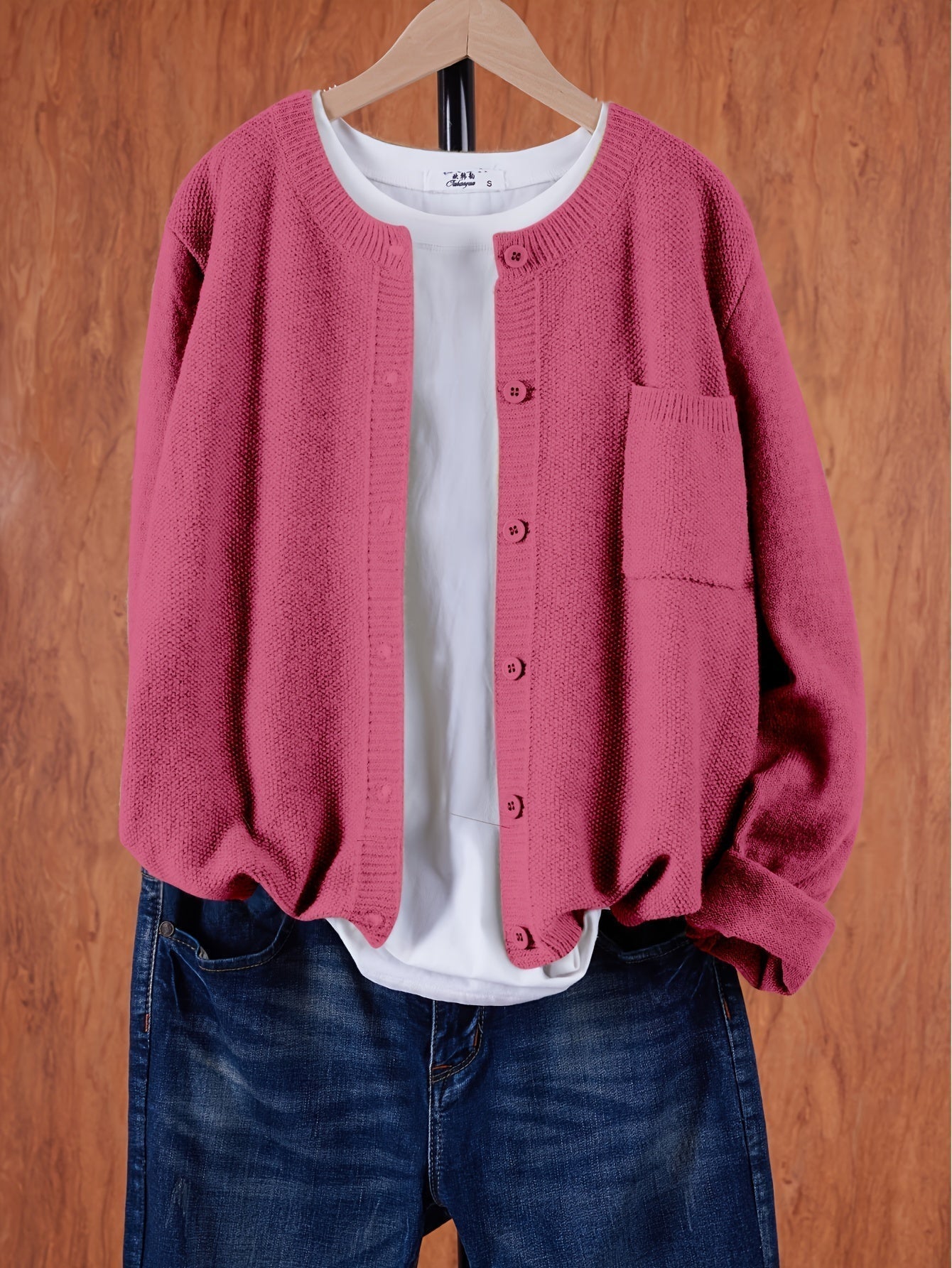 Damen Strickjacke mit aufgesetzter Tasche
