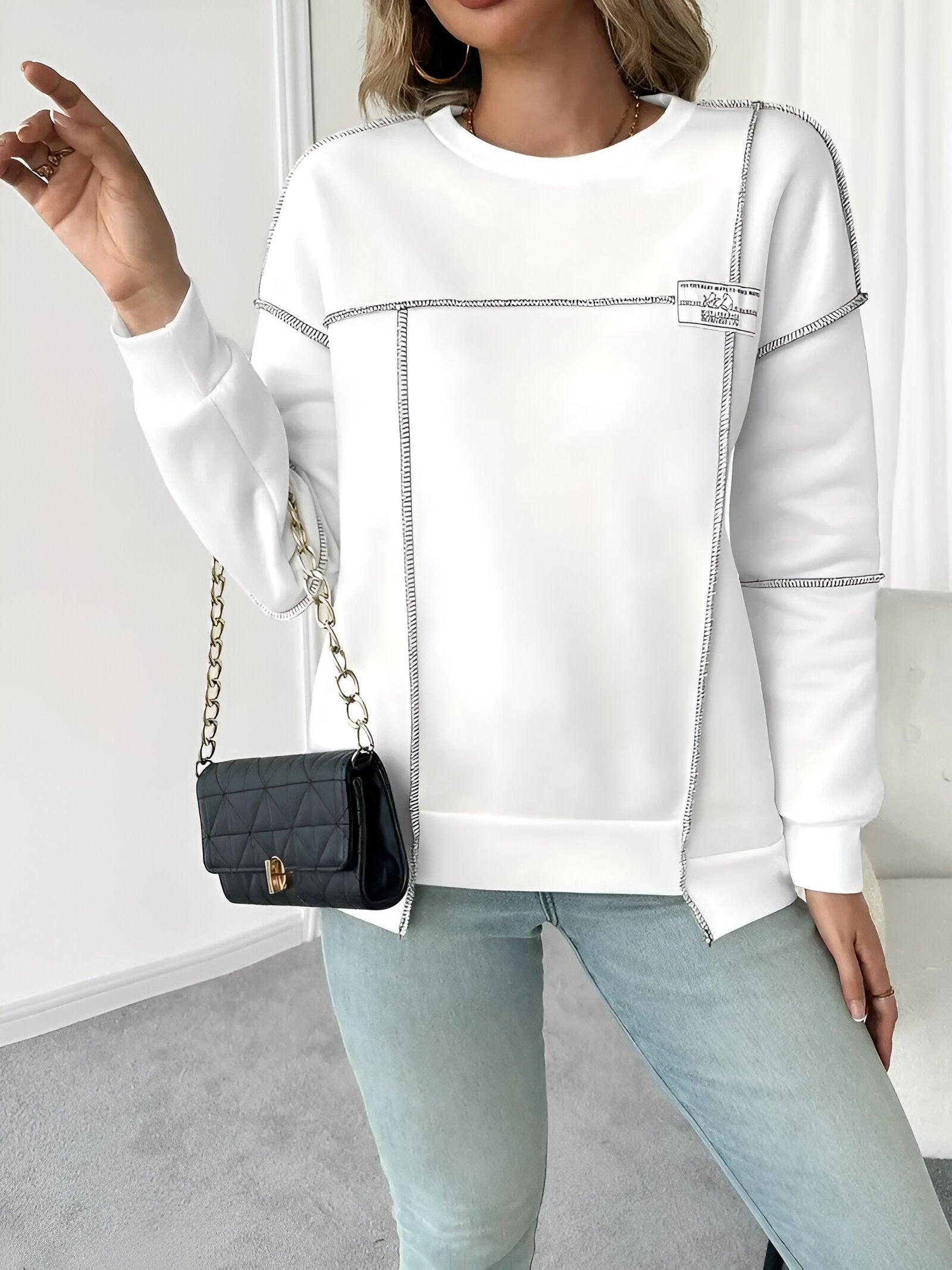 Damen Kapuzenpullover mit asymmetrischem Rippstrick von Fudus
 - Krohn-e