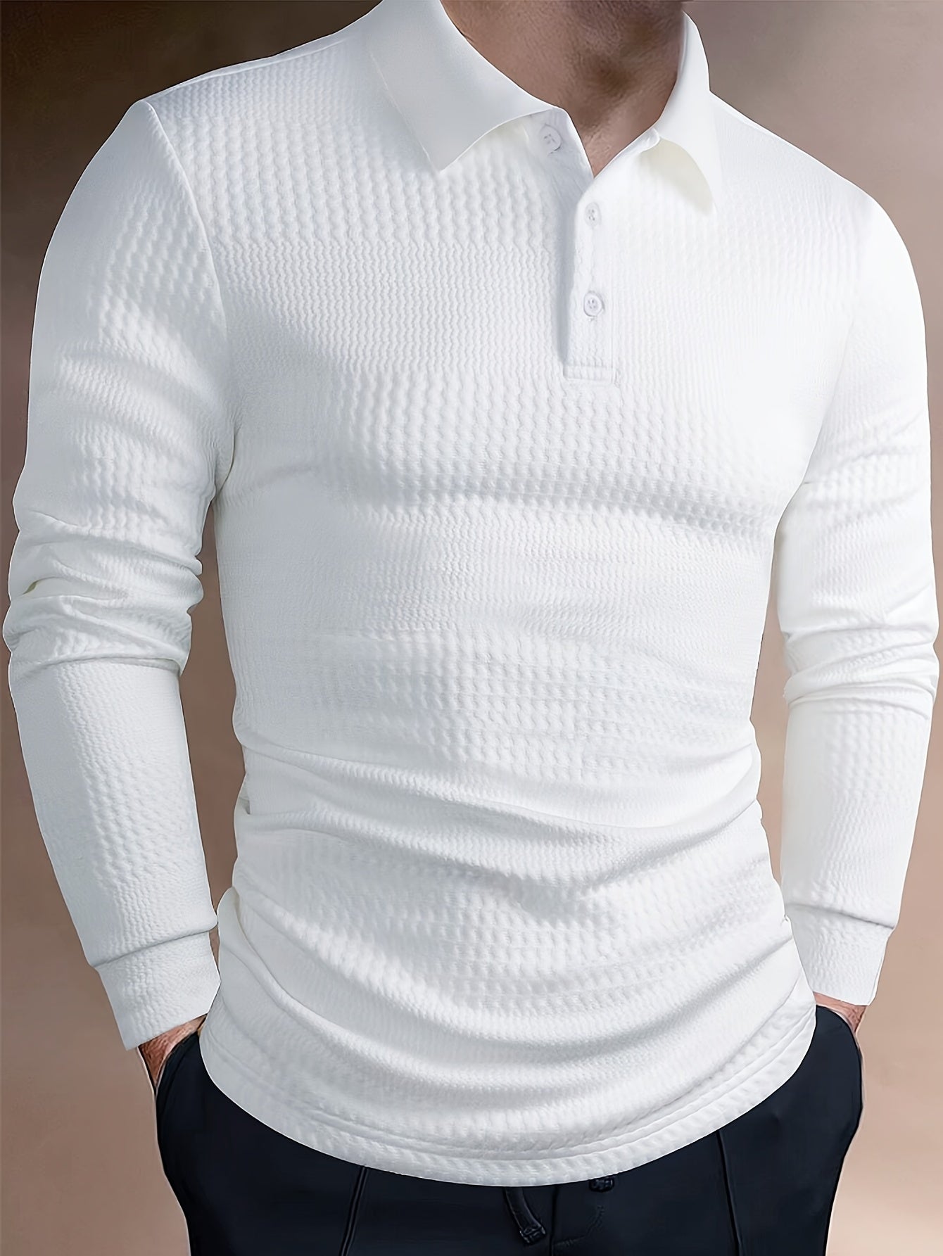 ModeGeist | Elegante Langärmelige Polo Texturiertes Design Stilvoll und Komfortabel