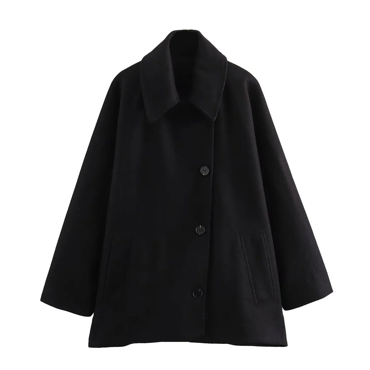 ModeGeist | Trendy kurze Jacke mit Polokragen und Kapuzenärmeln aus Mischgewebe