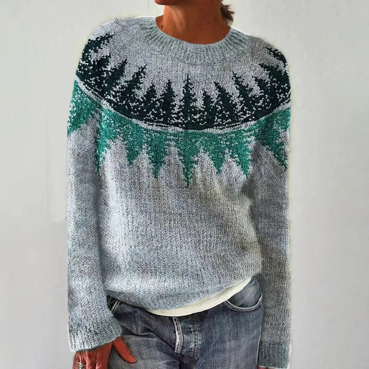 MODEGEIST Damen Strickpullover Nordisches Muster Mehrfarbig Soft