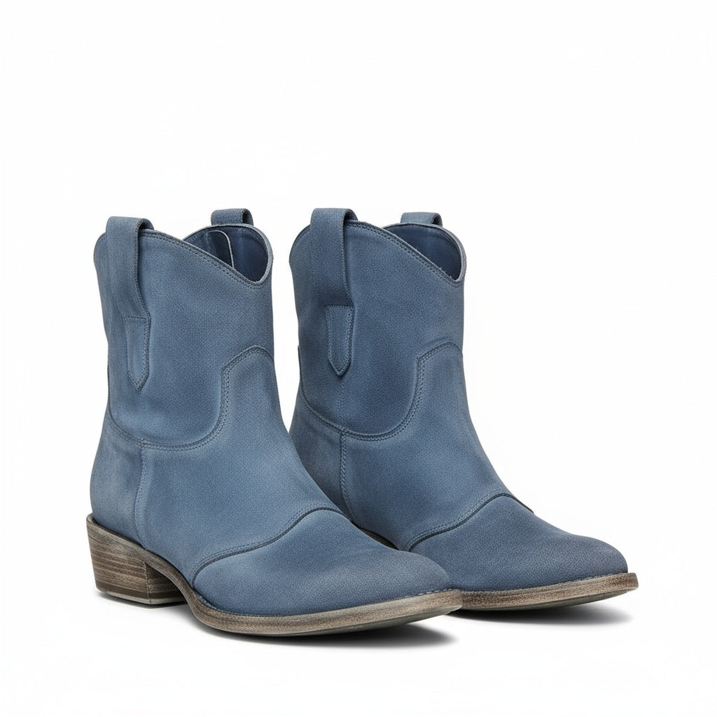 MODEGEIST Damen Cowboy Ankle Boots Western-Stil Vintage Braun