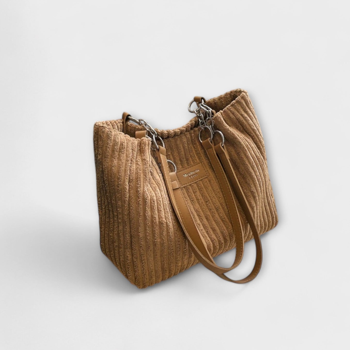 MODEGEIST Damen Schultertasche mit geripptem Design und Metallketten