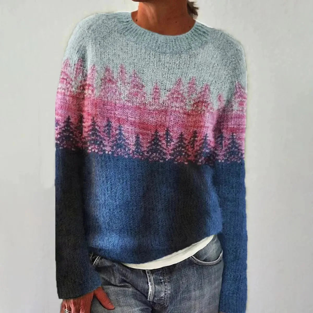 MODEGEIST Damen Strickpullover Nordisches Muster Mehrfarbig Soft