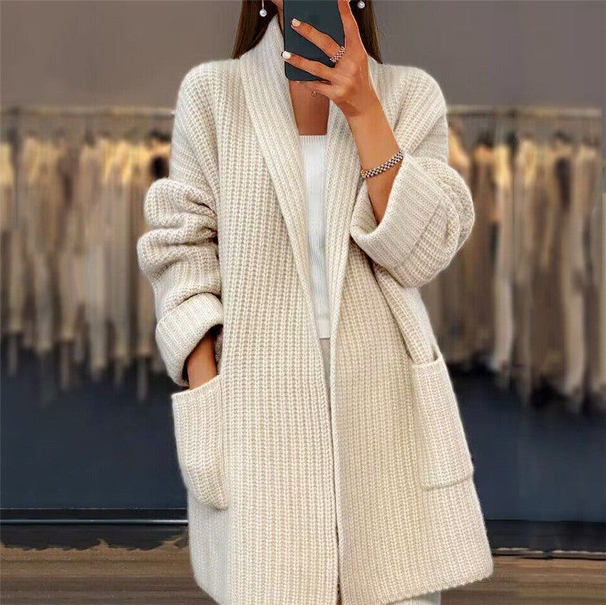 MODEGEIST Damen Strick-Cardigan Taschen Langarm