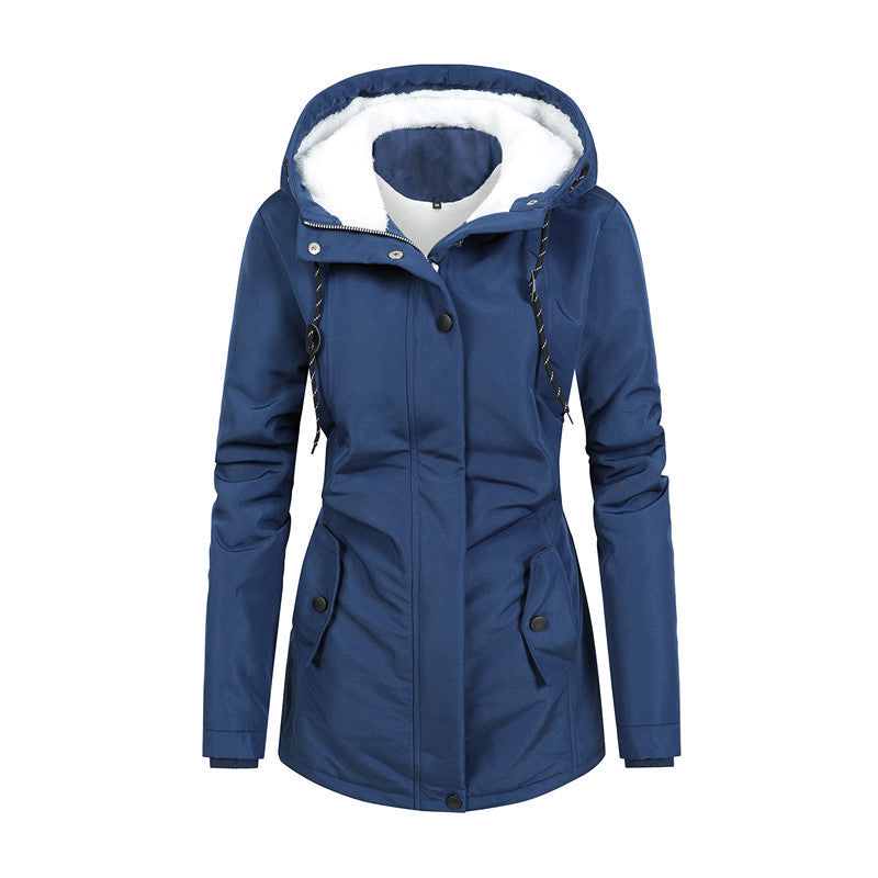 ModeGeist | Damen Fleecejacke mit Kapuze und Kordelzug