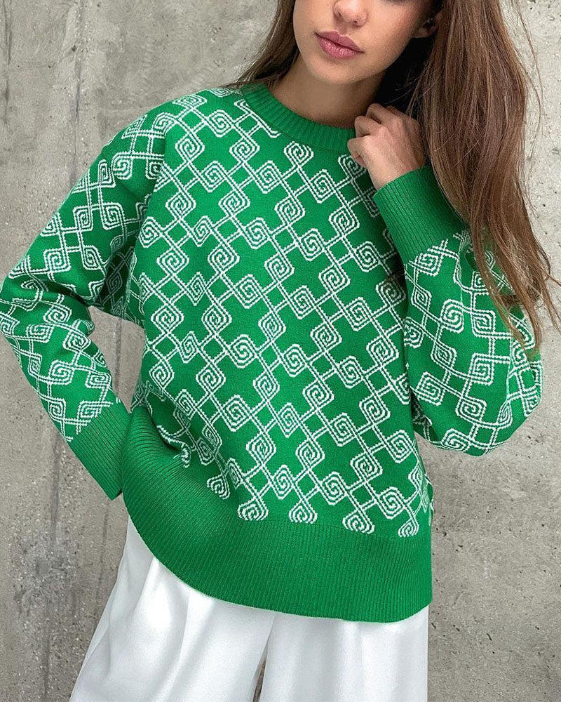 ModeGeist | Muster Strickpullover Weich und Trendy Statement-look
