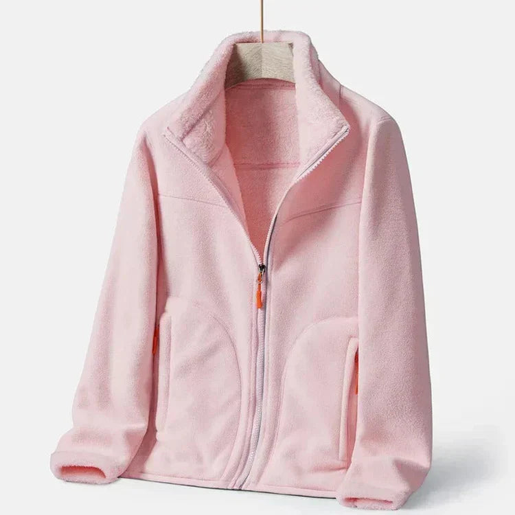 ModeGeist | Warme Fleecejacke mit Doppelter Knopfleiste für Damen