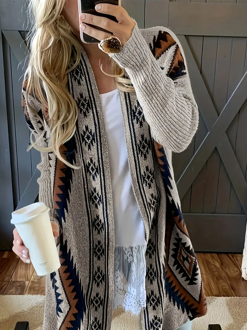 ModeGeist | Boho Chic Offene Frontstrickjacke