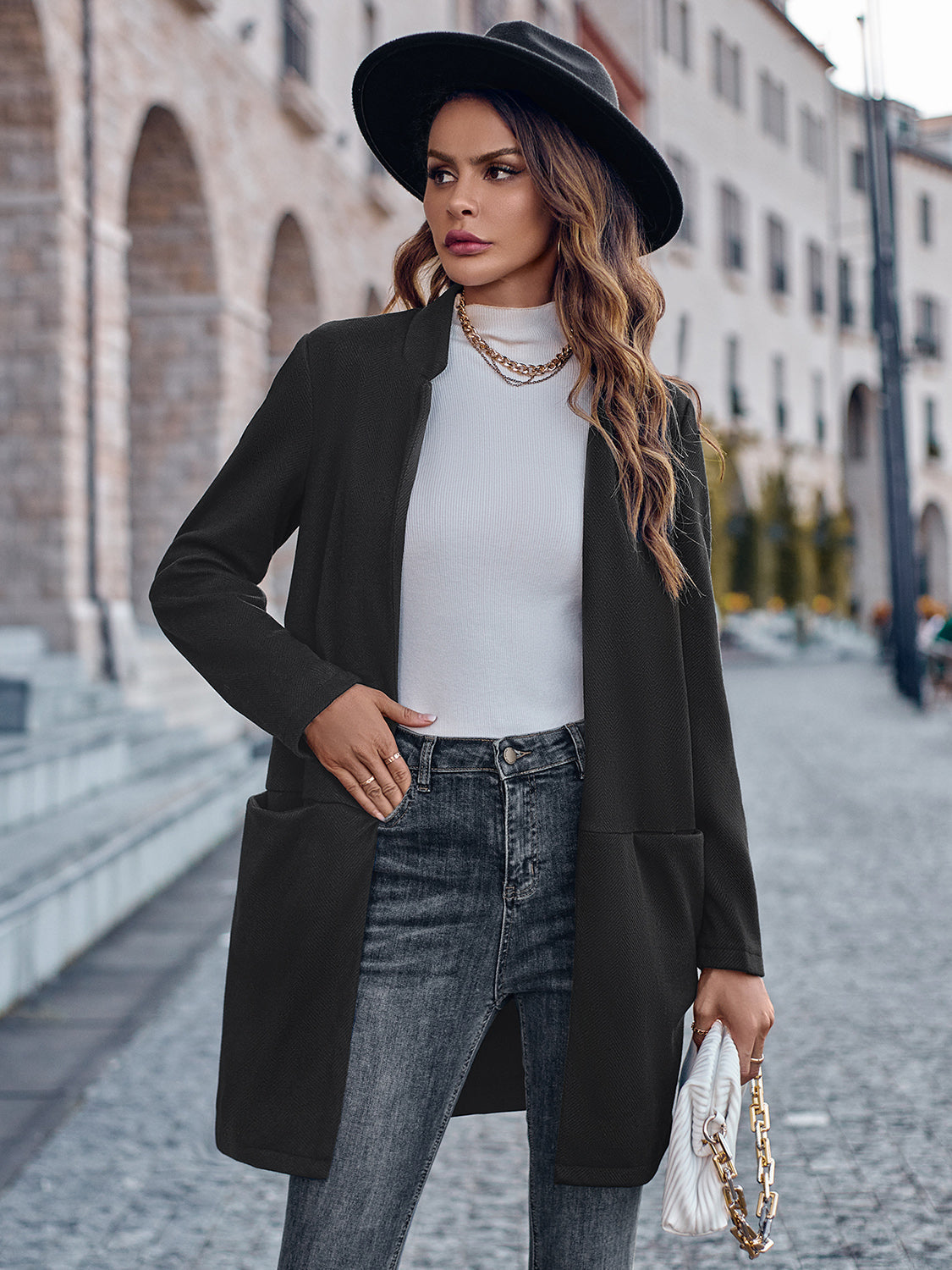 ModeGeist | Offene Vorderseite Langarm Blazer