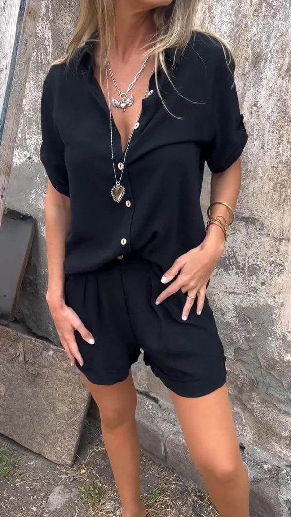 MODEGEIST Damen Sommer-Set Shorts Top Atmungsaktiv Entspannte Passform