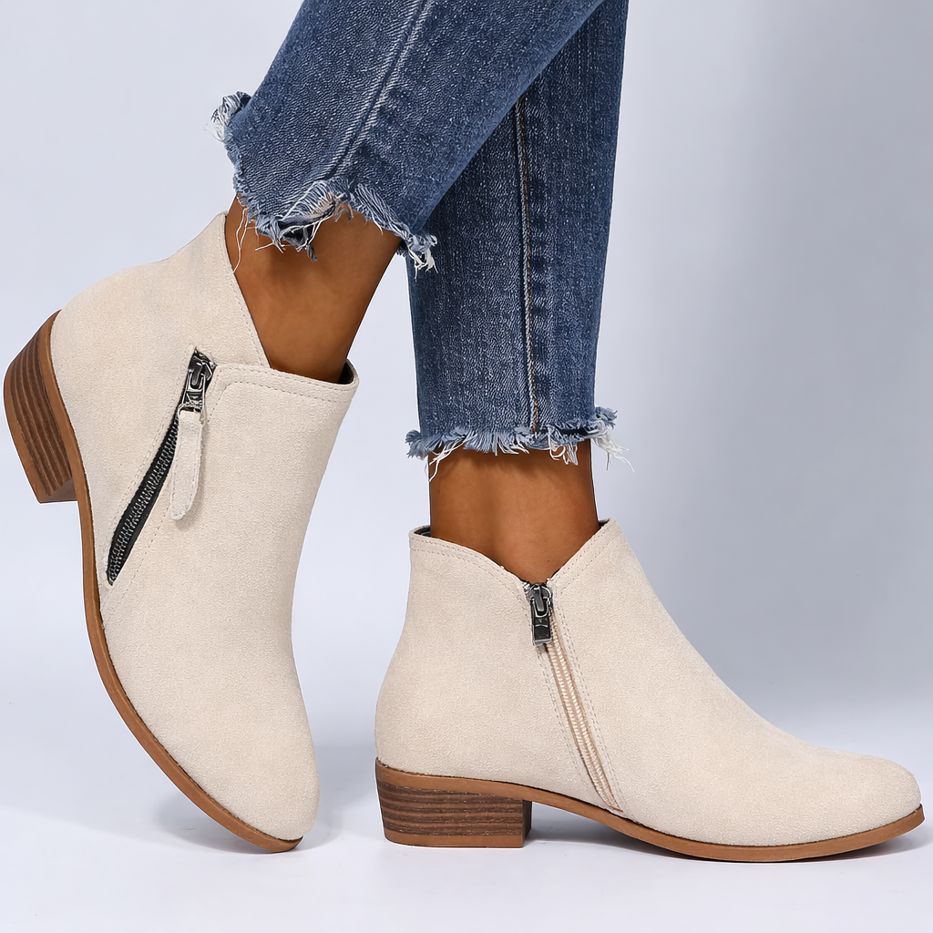 Women’s Ankle Boots with Side-Zip Closure and Low Heel