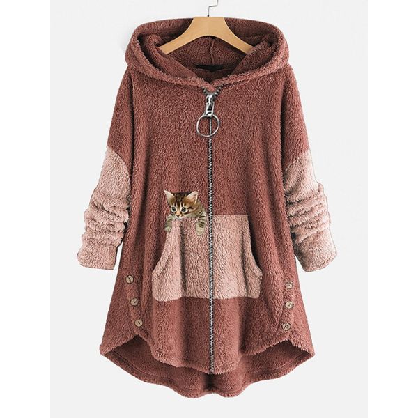 Kuschelige Kapuzenjacke aus Plüsch