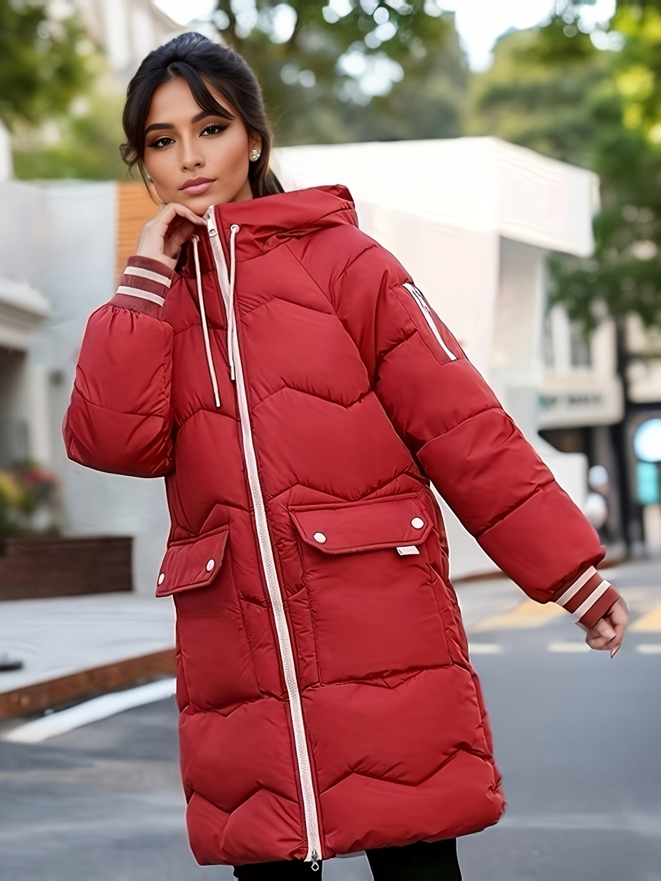 ModeGeist | Dicke, Lässige Winterjacke mit Taschen und Kapuze für Frauen Ideal für Herbst und Winter