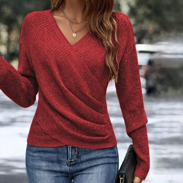 Gestrickter Wickelpullover GESINE