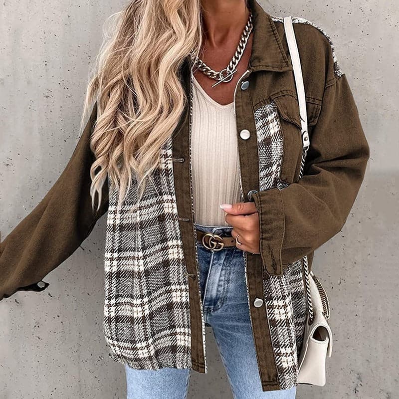ModeGeist | Shirtjacke - Oversize Passform - Karierte und Einfarbige - Lange Ärmel - Knöpfe