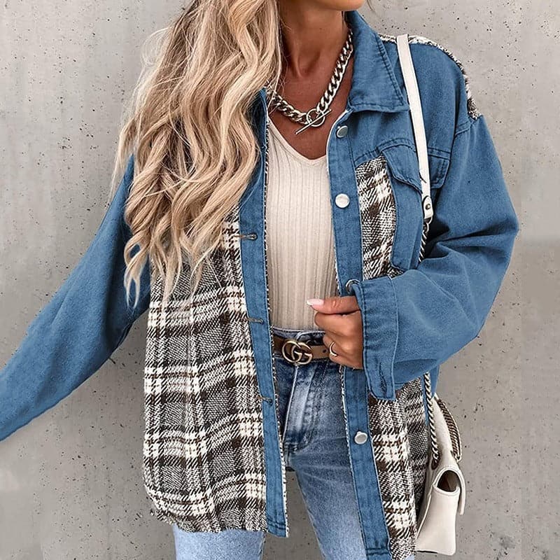 ModeGeist | Shirtjacke - Oversize Passform - Karierte und Einfarbige - Lange Ärmel - Knöpfe