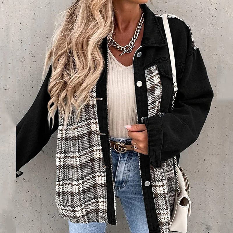ModeGeist | Shirtjacke - Oversize Passform - Karierte und Einfarbige - Lange Ärmel - Knöpfe