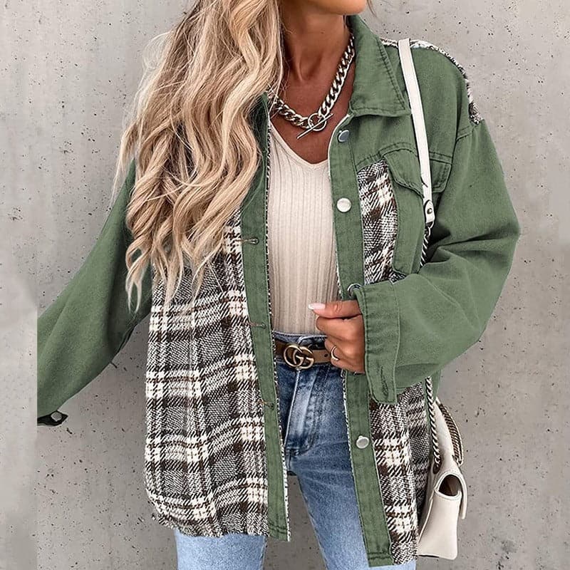 ModeGeist | Shirtjacke - Oversize Passform - Karierte und Einfarbige - Lange Ärmel - Knöpfe