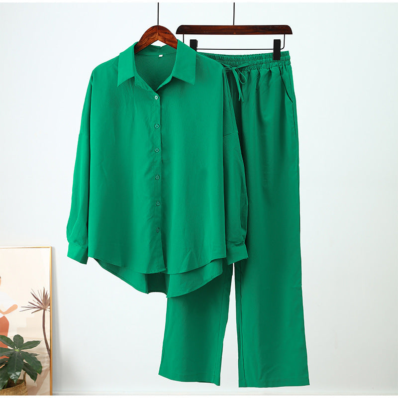 Fudus | Einfarbige Langarm Bluse und Hose im europäischen und amerikanischen Freizeit-Stil