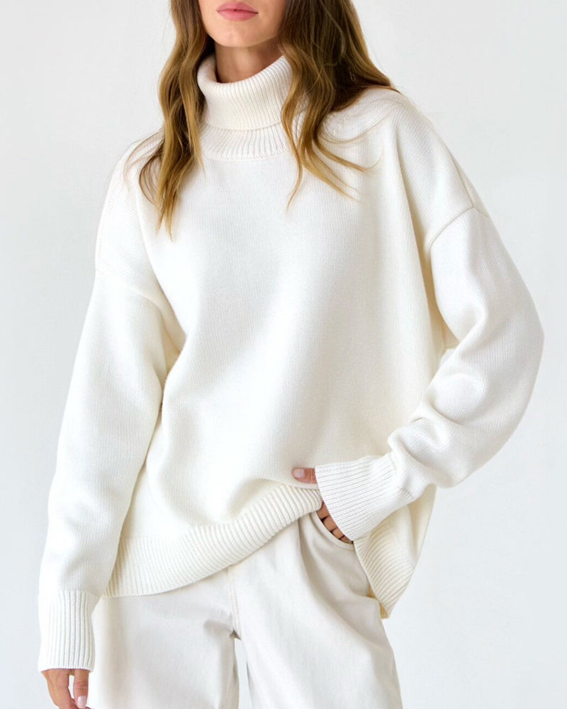 ModeGeist | Eleganter Oversized Damen Rollkragenpullover Aus Baumwolle