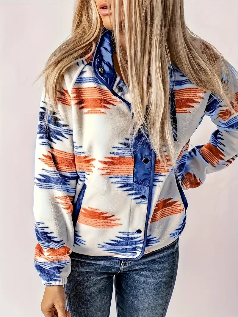 ModeGeist | Aztekmuster Jacke mit Knopfverschluss