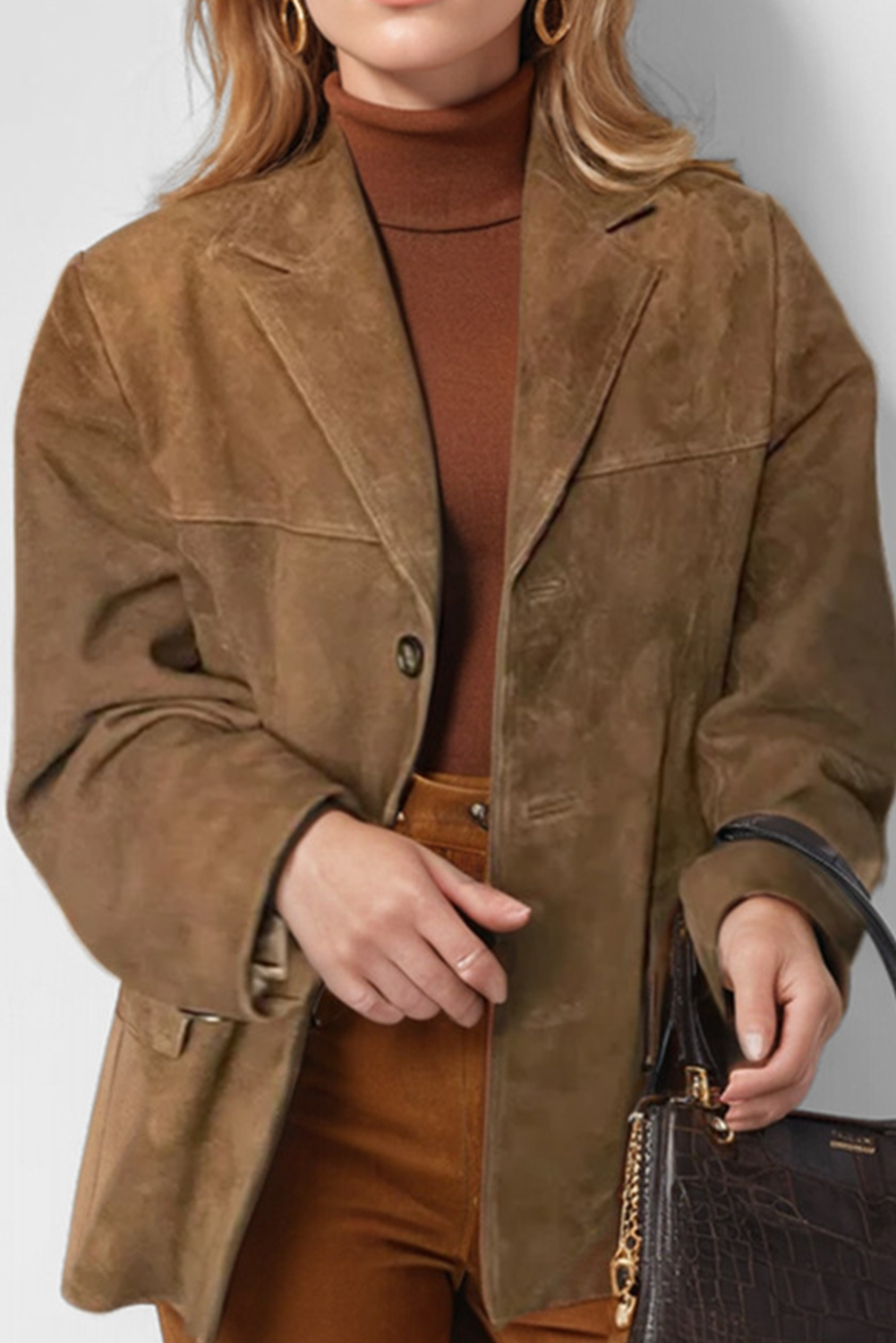 ModeGeist | Vintage Kaffeejacke mit Kapuzen Taschen und Knöpfen