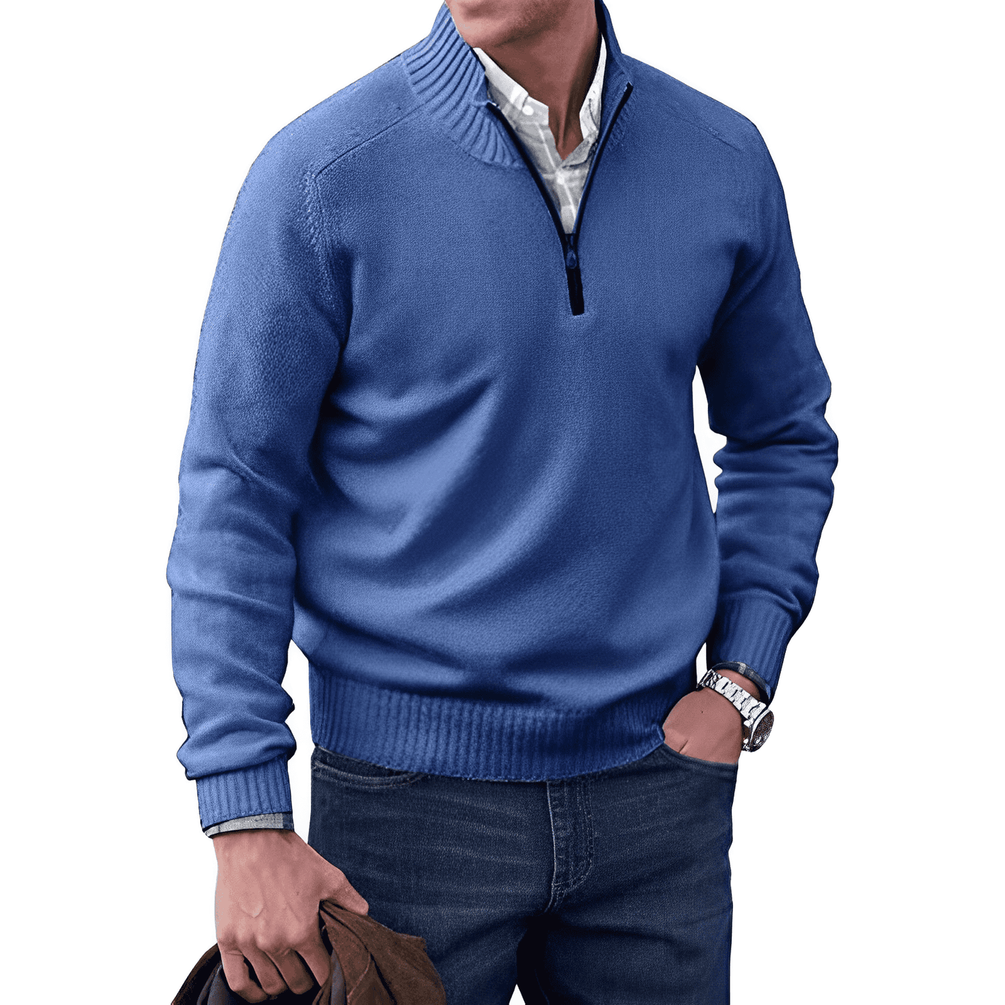 ModeGeist | Klassischer Halb-zip Pullover für Männer Baumwolle Komfortabel und Warm