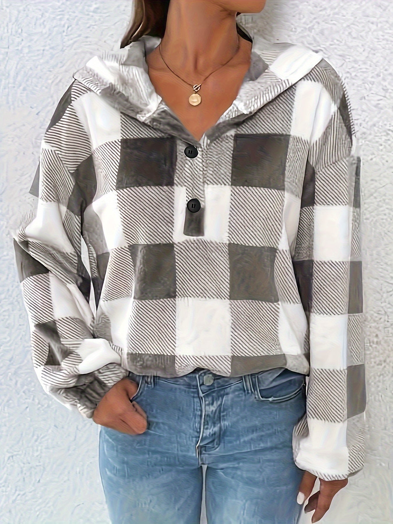 ModeGeist | Flannel Karierter Hoodie Baumwolle und Polyester Trendig und Komfortabel