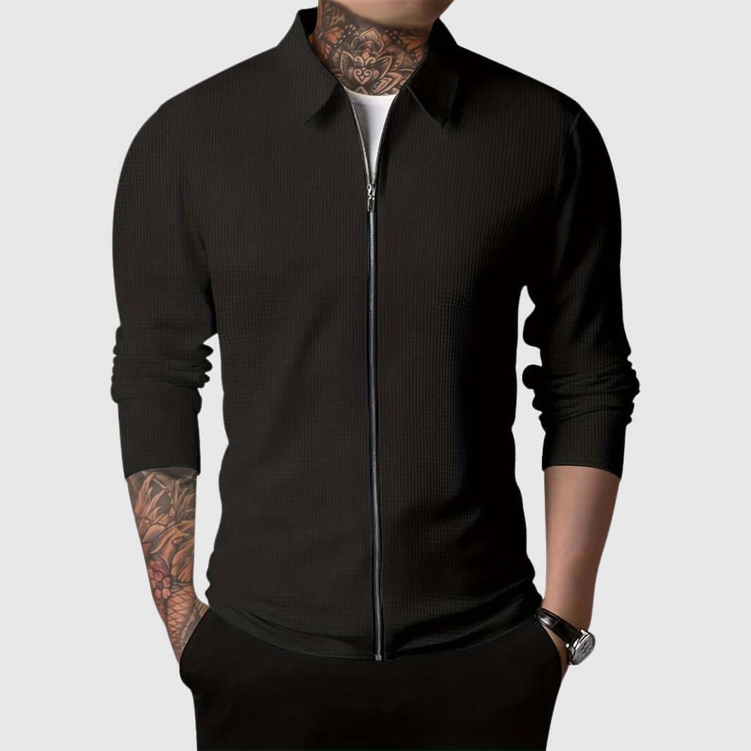 ModeGeist | Herren Waffelstrick Zip-Up Jacke