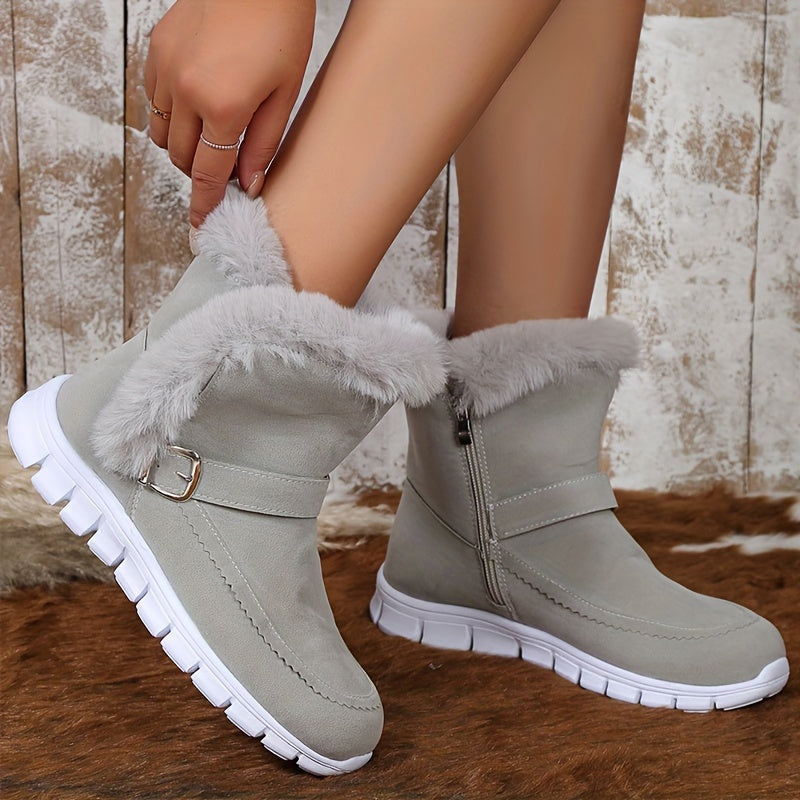 ModeGeist | Schneestiefel mit Schnalle und Seitenreißverschluss
