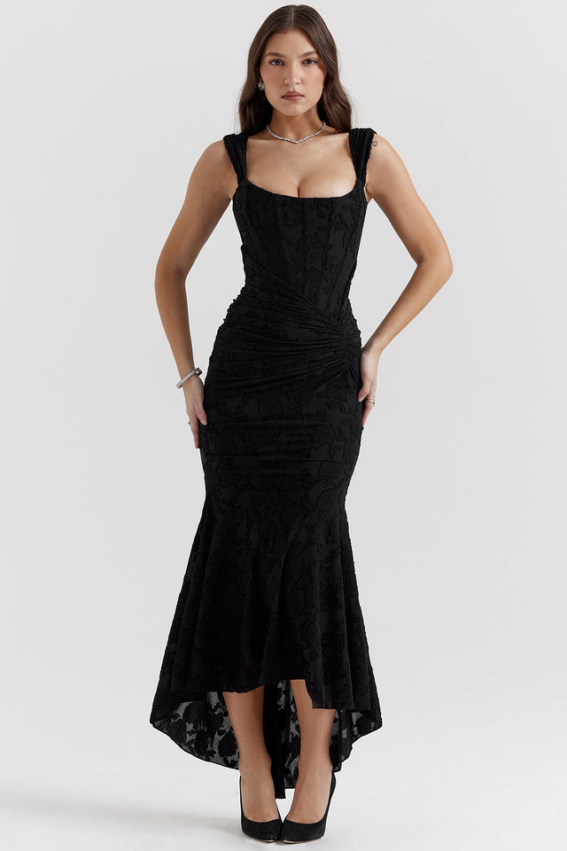 MODEGEIST Damen Abendkleid Spitzen-Details Raffung Elegant