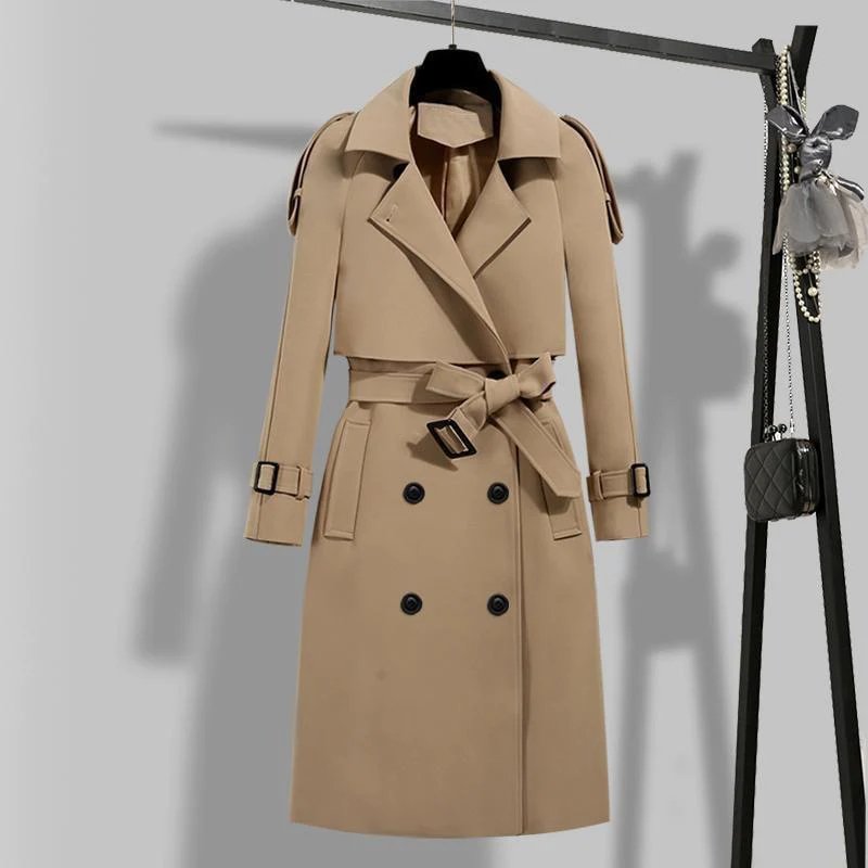 Schwarzer Trenchcoat mit Gürtel von Laseanna
