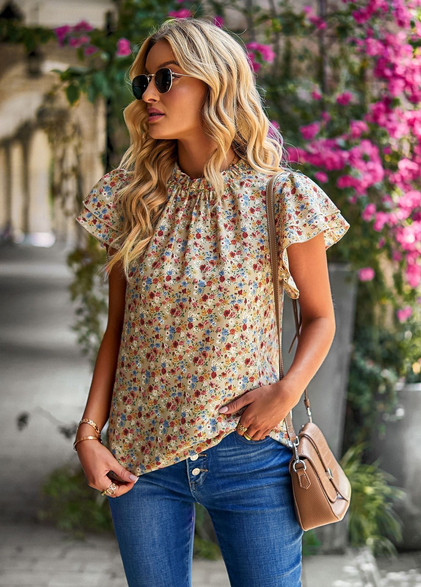 Blouse mit Blumenmuster und Volants