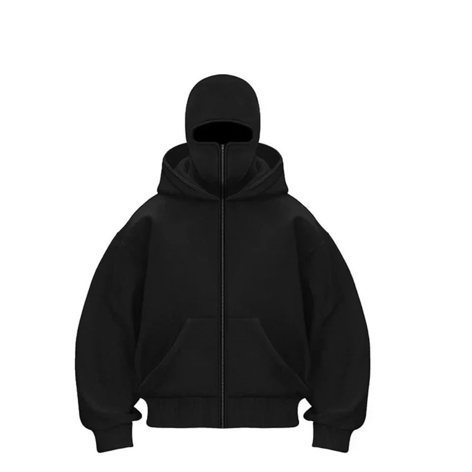 Einfarbiger Kapuzenpullover mit Balaclava