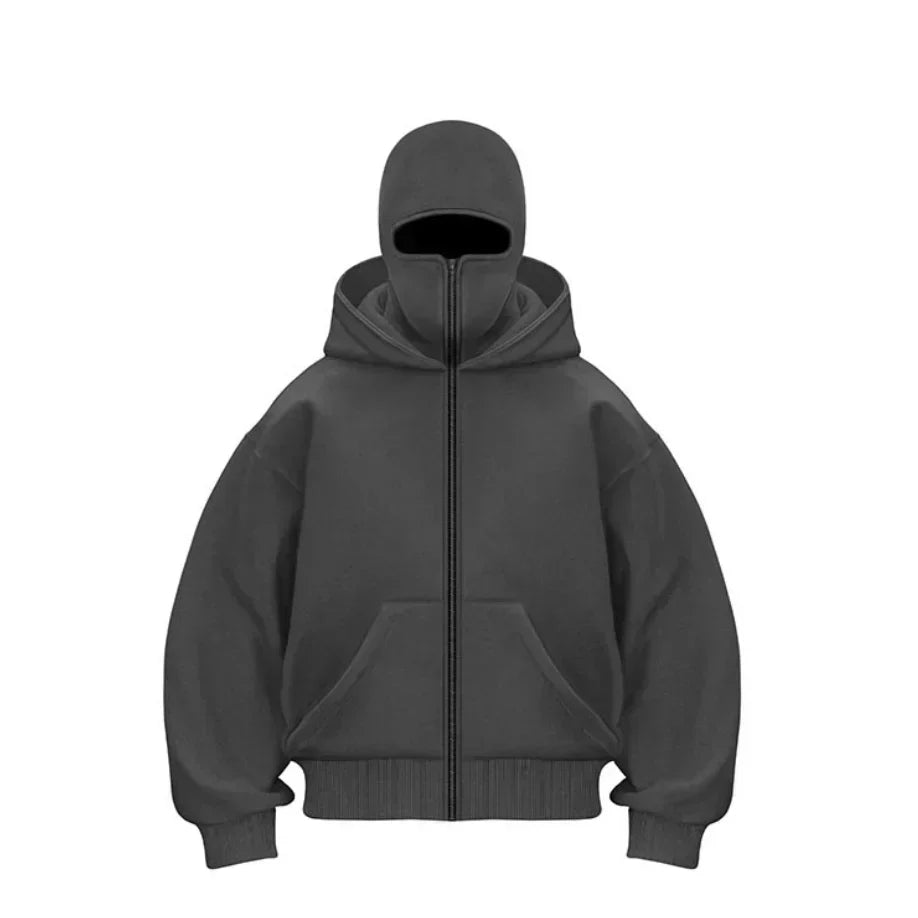 Einfarbiger Kapuzenpullover mit Balaclava