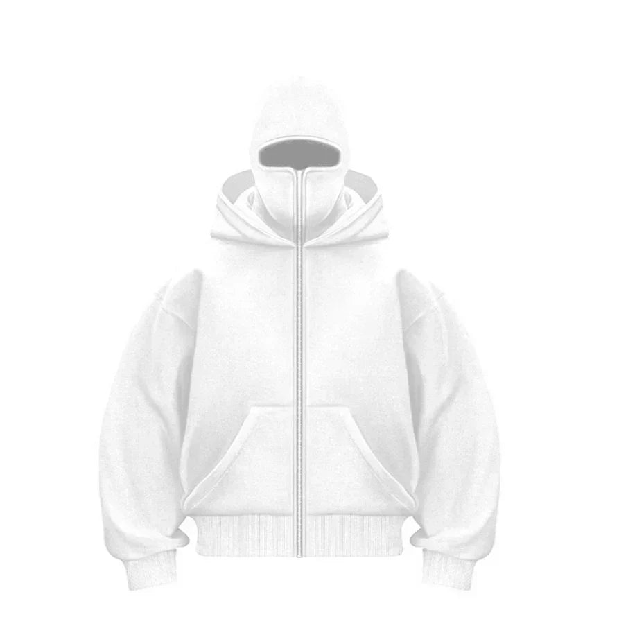 Einfarbiger Kapuzenpullover mit Balaclava