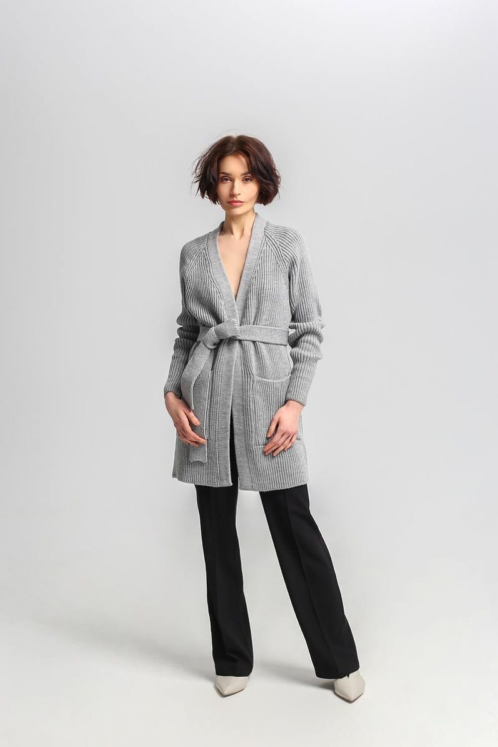 ModeGeist | Lang Rib-strickjacke Gürtel in Der Taille Elegant und Warm