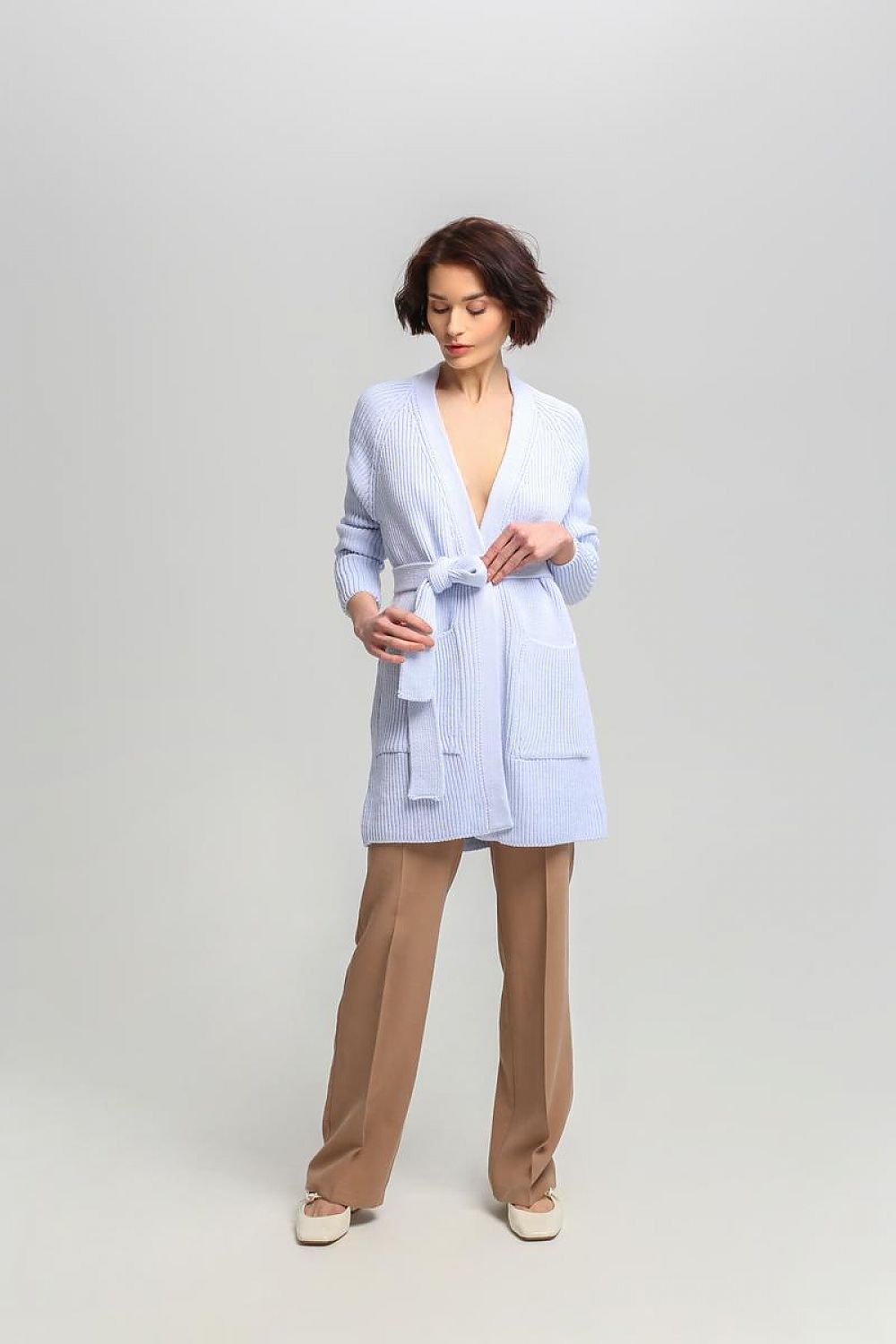 ModeGeist | Lang Rib-strickjacke Gürtel in Der Taille Elegant und Warm