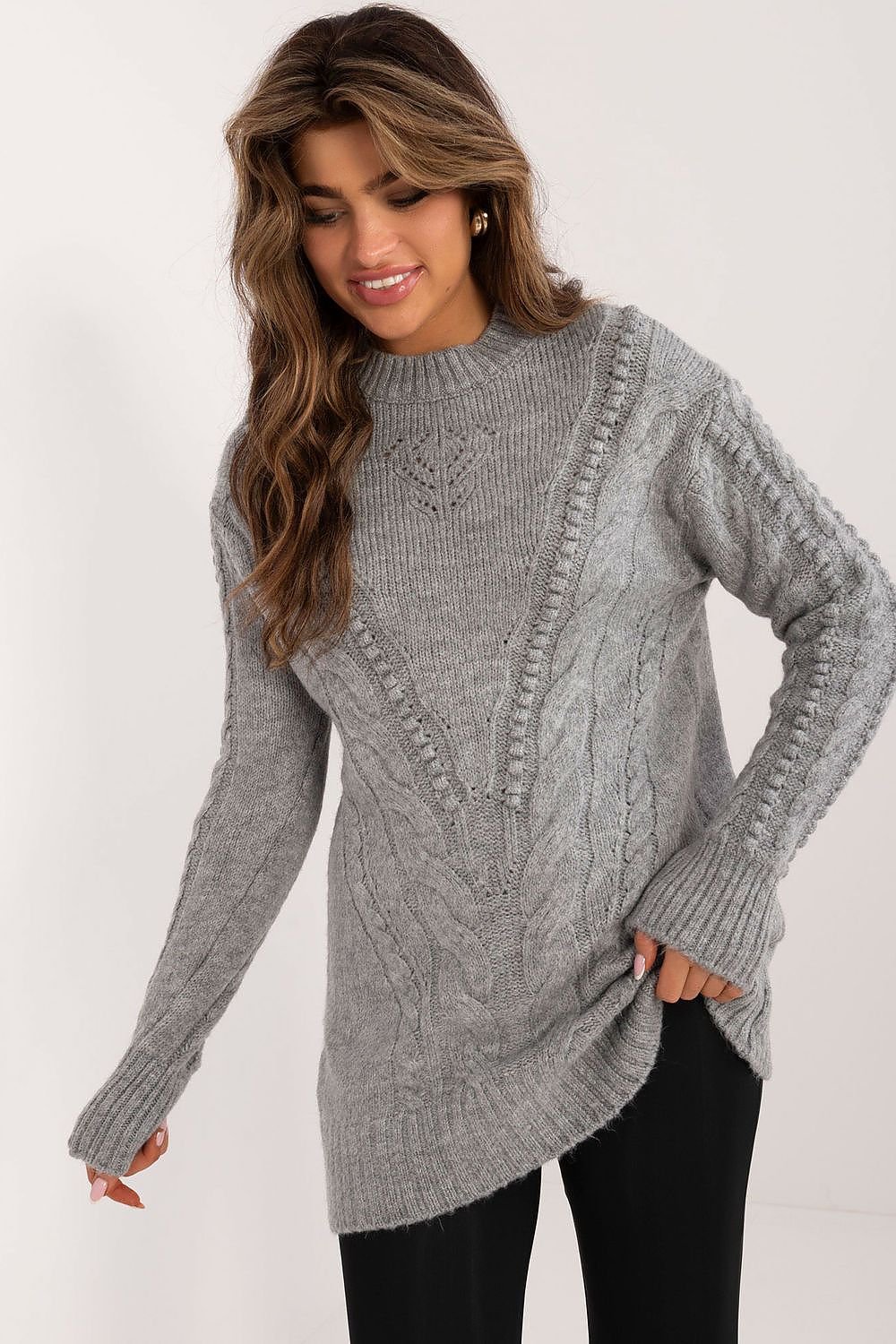 ModeGeist | Strickkleid mit Kabelmuster Warm und Komfortabel Eleganter Stil