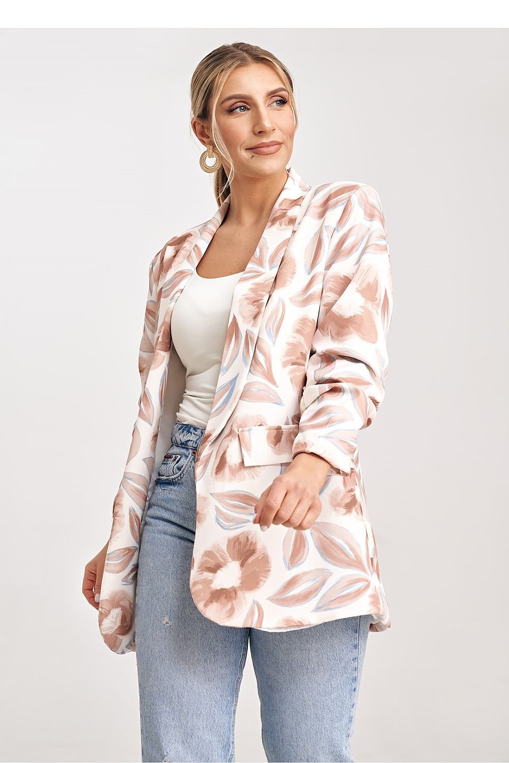 ModeGeist | Blazer mit Blumenmuster Leicht und Elegant Stilvolles Design