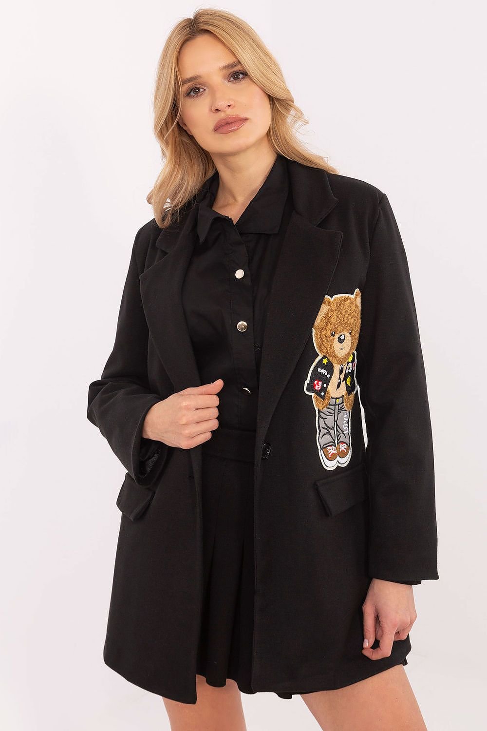 ModeGeist | Blazer mit Bärenstickerei Einzigartig und Stilvoll Lässige Eleganz