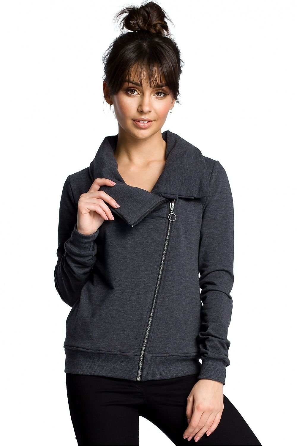 ModeGeist | Asymmetrisches Sweatshirt mit Hohem Kragen Weich und Trendy Moderner Look